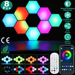 8PACKS Hexagon Light Panels Rgbw Colorful Splicing Lamps Gaming App+remote. Fixed Price $44.60.
