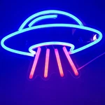 Ufo Led Neon Style Wall Mounted Night Light, Blue/pink Plug-in, Bedroom. Fixed Price $10.00.