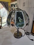 Ok Lighting Vintage Wolf Touch Lamp 14" Diameter Shade Stain Glass Native. Fixed Price $130.00.