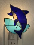 Dolphin Stained Glass Wall Plug Night Light On Off Switch Blue *no Bulb* Works!. Fixed Price $20.00.