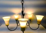 Hubbardton 26" Forged Leaves Chandeler Glass Bell Shades 10-3052-03 Bronze. Fixed Price $349.95.