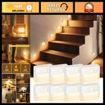 8 Pack Motion Sensor Led Stair Lights - Battery Operated Wireless Night Lamps Fo. Fixed Price $47.99.