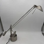 Vintage Normande Brushed Steel Halogen Desk Lamp (HS2-882A). Fixed Price $100.00.