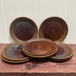 Set Of 8 Vintage Reel Studio Art Pottery Brown Salad Plates 7 3/4. Fixed Price $129.99.