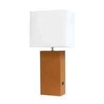 Elegant Designs 21 In Tan Modern Leather Table Lamp Usb And White Fabric Shade. Fixed Price $49.91.