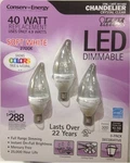Feit Led 4.9 Watt Candelabra Light Bulbs 3-PACK. Fixed Price $59.99.