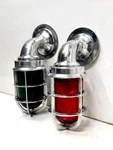 American Aluminum Bulkhead Lamps Set Of 2 Red & Green Cage Wall Lights Fixtures. Fixed Price $280.00.