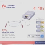 4 New Lithonia Lighting Recessed Wafer Downlights W/ Ultra Thin Round Trim White. Fixed Price $48.99.