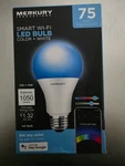 Merkury A21 Smart Wifi 11W Led Bulb Color + White 75 Watt Equivalent 1050 Lumens. Fixed Price $10.00.