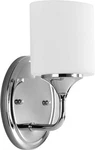 Polished Chrome 1-LIGHT Bath Fixture With Etched White Oval Glass Shade. Fixed Price $119.99.