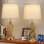 Elegant Touch Table Lamps Set Of 2 With Usb Ports And 3-WAY Dimmer, Gold Design. Fixed Price $99.99.