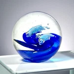Dynasty Gallery Art Glass Paperweight Dolphins Swimming Ocean Waves 3". Fixed Price $11.87.