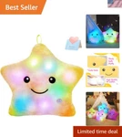 Creative Yellow Twinkle Star Plush Pillow With Color-changing Led Night Light. Fixed Price $40.49.