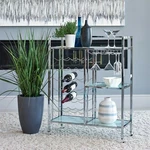 Modern Serving Bar Cart Contemporary Glam Pub Marble Glass Chrome Coaster 181370. Fixed Price $169.99.