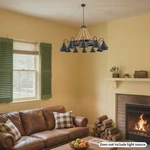 Hemp Rope Chandelier Ceiling Light Rustic Wheel Large Pendant Fixture. Fixed Price $92.04.