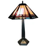 Tiffany Lamp Ivory And Red Mission Style Stained Glass Table Set Of 1. Fixed Price $239.95.