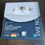 Hampton Bay Luis 11" Led Flush Mount Matte Brushed Nickel Color Changing Light. Fixed Price $19.99.