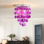 Elegant Purple Crystal Chandelier 3-LIGHT Semi Flush Mount Ceiling Fixture. Fixed Price $94.99.
