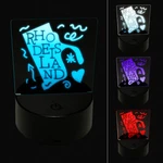 Rhode Island With Text Swirls 3D Illusion Led Night Light Sign Lamp. Fixed Price $19.99.