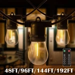 48FT 96FT String Lights S14 Led Shatterproof IP65 Outdoor Garden Patio W/remote. Fixed Price $102.78.