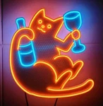 Neon Sign Cat Wine Bottle Alcohol Liquor Kitty Led Pub Beer Bedroom Gift. Fixed Price $32.00.