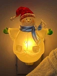 Christmas Night Light Acrylic Snowman Red Santa Hat Blue Scarf AA2297. Fixed Price $8.99.