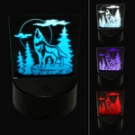Wild Wolf Howling At The Moon Forest 3D Illusion Led Night Light Sign Lamp. Fixed Price $19.99.