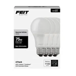 Feit Electric A19 Led Light Bulb, 4 Count (pack Of 1), 3500K Neutral White. Fixed Price $13.28.