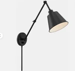 Crystorama Mitchell Matte Black Swing Arm Wall Lamp Sconce. Fixed Price $149.00.