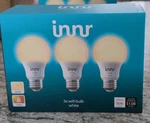 Innr Smart Wifi Led Bulbs 3 Pack, Warm White, Dimmable, Alexa Google, 806 Lm. Fixed Price $15.00.