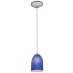 Bordeaux 1-LIGHT Brushed Steel Metal Pendant With Cobalt Glass Shade By Access. Fixed Price $69.00.