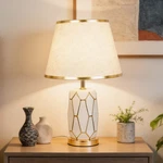Simple Ceramic Fabric Desk Lamp, Including 3-COLOR Light Source And 1 Head. Fixed Price $116.19.