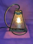 J Devlin Stained Glass Mini Decorative Lamp Night Light Clear & Green Pressed. Fixed Price $39.99.