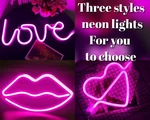Love, Lip, Cupid Heart Neon Signs Night Lights Led Usb Battery Wall Mounted. Fixed Price $9.99.