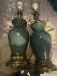 Underwriters Laboratories Green Porcelain Lamps. Fixed Price $325.00.