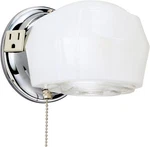 Chrome Wall Light Fixture With Outlet Pull Chain White Crystal Glass 5 Inch. Fixed Price $33.59.