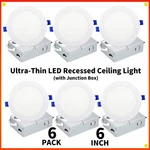6PACK Inch Recessed LIGHTING,3CCT Led With Junction Box,us Ship. Fixed Price $37.45.