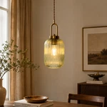 Green Ribbed Glass Pendant Light Brass Kitchen Island Hanging Lamp E26. Fixed Price $49.00.