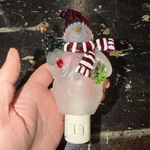 Snowman Glass Holding Christmas Tree & Gift Works Great-. Fixed Price $15.99.