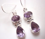 Faceted Amethyst Oval And Teardrop Double Gem 925 Sterling Silver Earrings. Fixed Price $24.99.