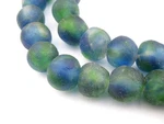 Light Blue Green Swirl Recycled Glass Beads 18MM Ghana African Sea Round. Fixed Price $17.50.