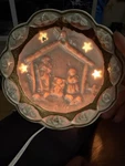 Vtg Cracker Barrel Pearlized Porcelain Nativity Night Light Christmas Works!. Fixed Price $20.00.