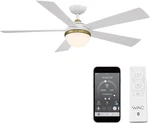 Eclipse Smart Ceiling Fan - 5 Blades, Brass & Matte White Finish. Fixed Price $454.99.