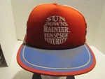 Vtg Designers Pro Sun Downs Rainier Fun Rd/wh/bl 3 Strip Snapback Hat Used. Fixed Price $129.99.