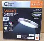 Commercial Electric 12" Hubspace Smart Cct Rgb Selectable Led Flush Mount Nickel. Fixed Price $28.88.
