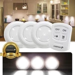 Wireless Stickon Puck Led Night Light Bright Remote Battery Under Cabinet Closet. Fixed Price $14.99.