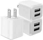 3- Pack, Usb Wall Charger, Dual Port Cube Power Adapter Plug Block. Fixed Price $8.84.