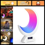 "rgb Moon Table Lamp With Alarm Clock, Bluetooth, Scene & Music Modes, Led Night. Fixed Price $53.99.