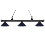 Z-lite Riviera Billiard Light, Matte Black, Navy Blue 200-3MB-MNB. Fixed Price $100.00.