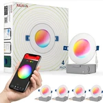 Smart 4" Led Recessed Pot Light, Wifi & Voice Control, 9W, Pack. Fixed Price $124.99.